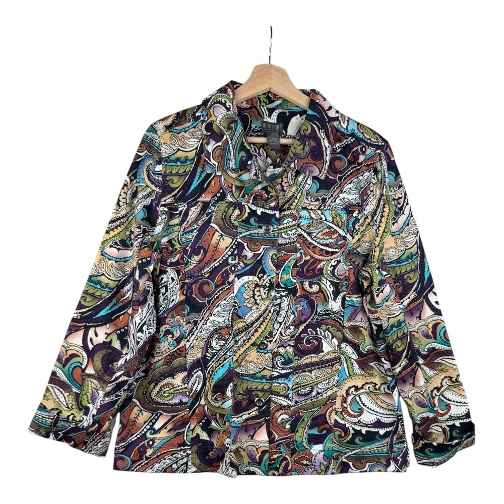 Chicos Paisley Print Button Down Shirt size Large Multicolor‎